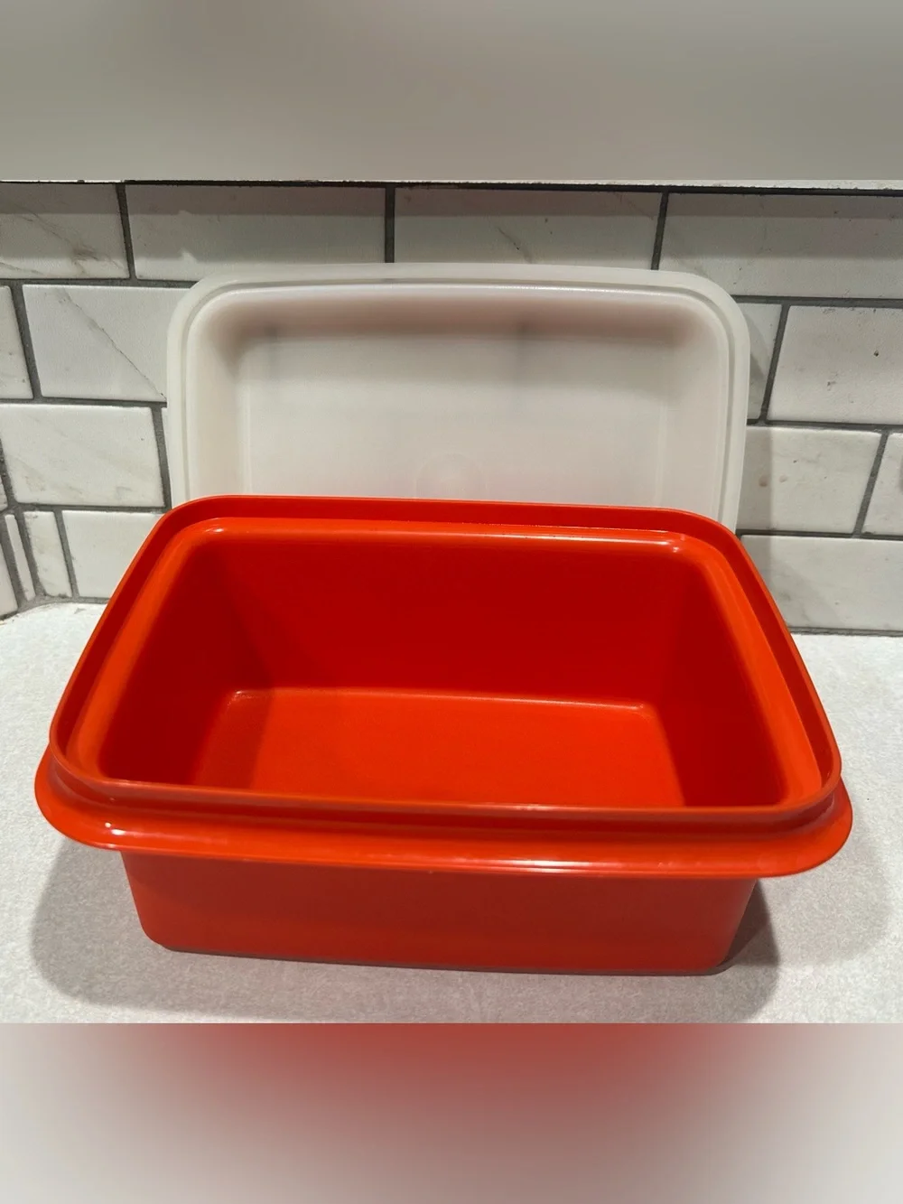 Vintage 3 Piece Set Tupperware Luncbox/ Ice Cream Keeper #|254-18Paprika/Red